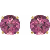 14K Yellow 5 mm Natural Pink Tourmaline Stud Earrings